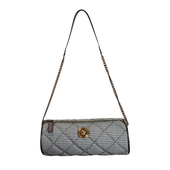 Versace Medusa Houndstooth Wool & Leather Shoulder Bag New W/Tags - Picture 1 of 4